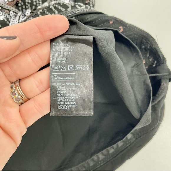 NWT H&M Sequin Party Mini Skirt Glitter Beads Black Copper Brown Silver Size 10 - Picture 8 of 13